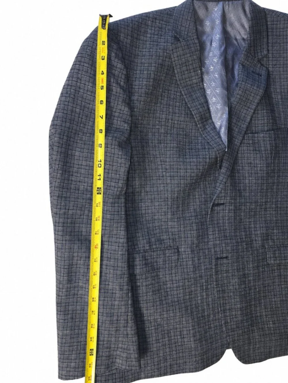 Original Penguin Men’s 44R Gray Blue Plaid Wool Blend Blazer